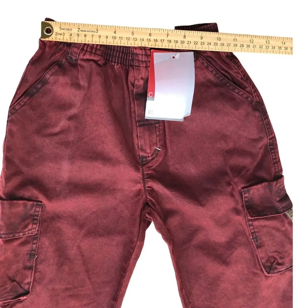 Cargo Pants Boys   Burgundy  4 Pockets Elastic Wa  Cotton  Size 10 New with Tags